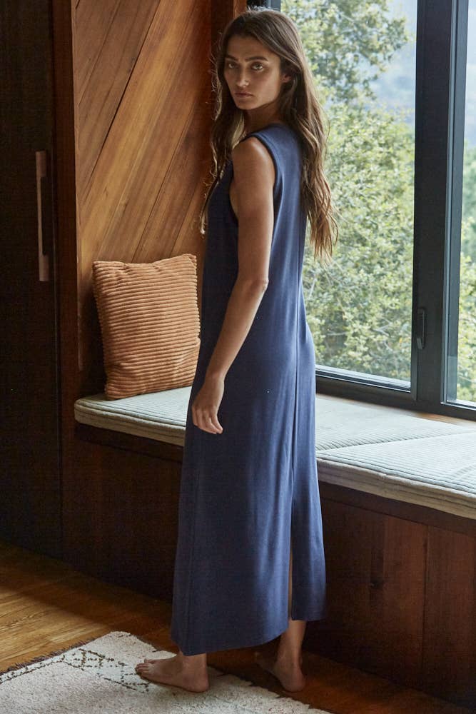 Chloe Knit Ribbed Sleeveless Midi Dress